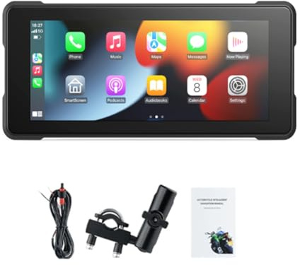Fozriybefy Motorrad 6,86 Bluetooth Tragbarer Bildschirm GPS Navigation IP68 Wasserdichter Kabelloser Carplay Android Auto MP5 Player