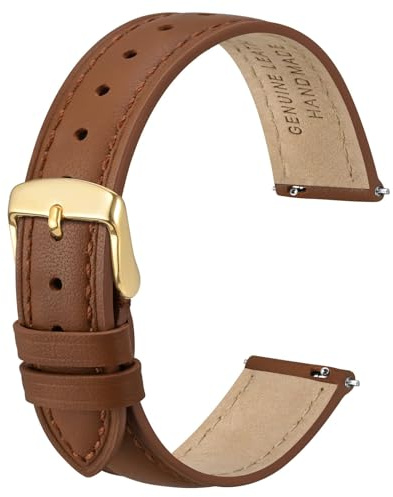 Anbeer Flat Thin Elegantes Echtes Leder Uhrenarmband, Schnellverschluss Ersatz Uhrenarmband für Frauen, Mehrere Größenauswahl