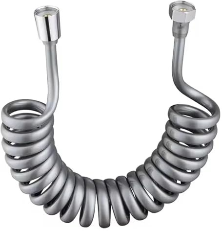 GUIPENG 1.5M/2M/3M/5M Spring Flexible Retractable Hose for Shower Head Toilet Bidet Water Pipe Plumbing Spiral Flexible Shower Hose(Grey,500cm)