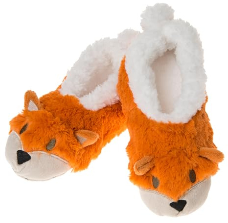 Snoozies! Sherpa Fleece Womens Slippers With Non Slip Sole - Furry Foot Pals Animal Designs - Black Cat, Dog, Mouse or Pink Pig (Fox, UK Footwear Size System, Adult, Women, Alpha, Medium, X-Large)