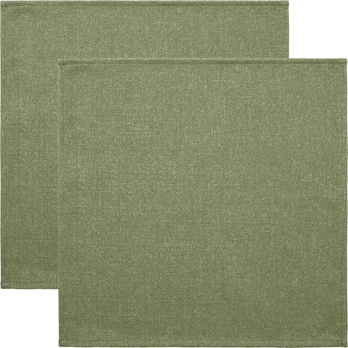 Erwin Müller Serviette 2er-Pack Uni, Krefeld Oliv Größe 40x40 cm - fleckabweisend, schmutzunempfindlich und leicht zu reinigen, Leinen-Optik