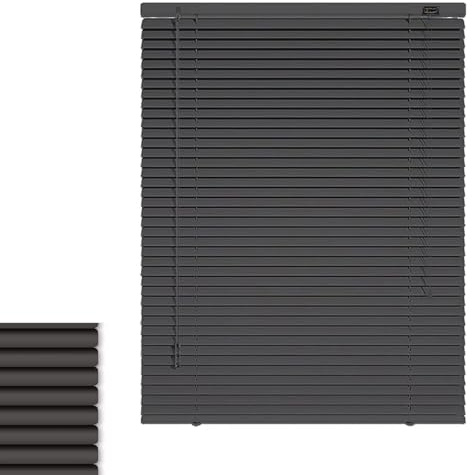 LGHSWDQ Store Vénitien en Aluminium sur Mesure 45 75 90 125 150 175 215 cm, Stores Vénitiens Fixation au Mur, Lamelles de 25mm Volets Horizontaux Preuve de l'eau pour Intérieurs Fenêtre(Noir)
