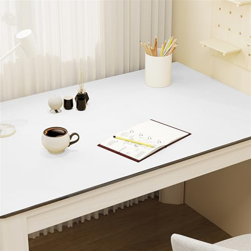 Liveinu Schreibtischunterlage 50x160cm, PU Leder Mauspad, Rutschfeste Tischunterlage Schreibunterlage, Multifunktionales Schreibtisch Zubehör für Büro Zuhause, Weiß