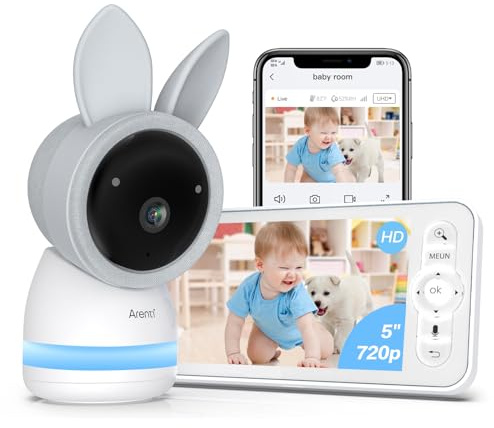 ARENTI 2,5K/4MP WiFi Baby Monitor, 355° Barnkamera med bildskärm, 2,4 GHz och 5 Ghz Baby Nattvision Video Monitor, Ljuddetektering, Tvåvägsljud, Amning Påminnelse