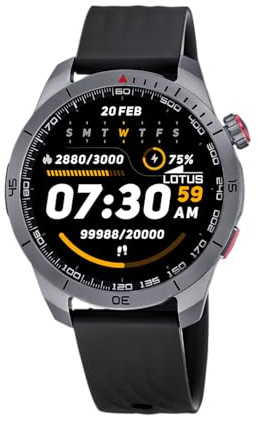 LOTUS Smartwatch för män - svart silikonrem smart klocka - vattentät IP65 - GPS, AI-röststyrning, musikkontroll, stegräknare, kalorier 50209/1 Paso X - Smartime 2nd Gen