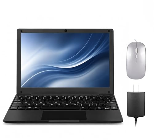 Fwmntu Mini Laptop Computer, 10.1 inch Android 13, 2GB RAM, 64GB Storage, HD IPS Display, 1280x800 Pixel, Portable Netbook with Allwinner A133 CPU (Black)