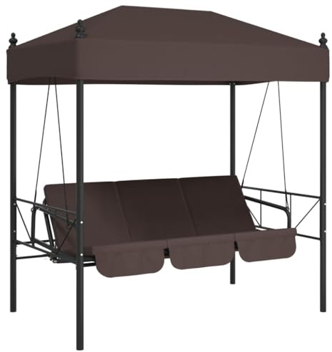 Generico Panchina a Dondolo da Giardino Baldacchino caffè in Acciaio,Casa e Giardino,Prato e Giardino,Vita all'aperto,Altalene da Patio,Marrone,31.4 kg,4008900