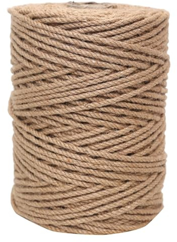 Xbemkste Spago di iuta naturale, 8 mm x 50 m, corda per tiragraffi per gatti, giardino, riparazione, albero del gatto, giardino, impacchettamento fai da te, floristica, confezioni regalo e legatura