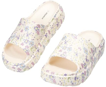 JOMIX Chanclas de Mujer Sandalias de Verano en EVA Suave con Estampado de Flores, Mules Ligeras y Antideslizantes, Zapatillas de Playa y Casa Tipo Pala