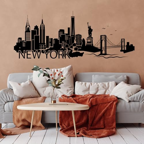 Wandtattoo Loft New Yorker Skyline mit Schriftzug New York / Wandtattoo/Wandsticker/Wandaufkleber / 30 Farben / 3 Größen