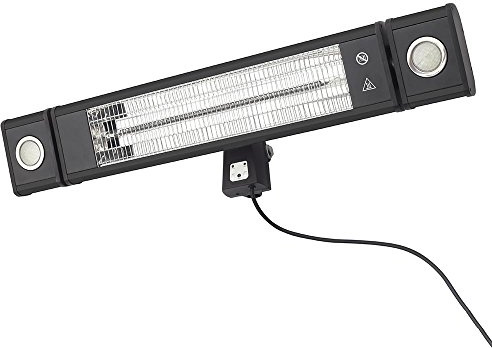 Litecraft Outdoor 1800W Radiant Patio Heater Wall Mount With LED Lights - Black