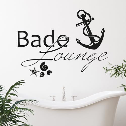 GRAZDesign Wandtattoo Bad Bade Lounge maritime Deko als Aufkleber | Anker - 40x30cm / 070 schwarz