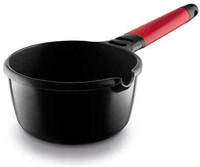 CASTEY - Cazo de Inducción, 16 cm, Color Rojo, con Mango Desmontable, Resistente a las Altas Temperaturas, Antiadherente, Distribuye el Calor de Forma Homogénea