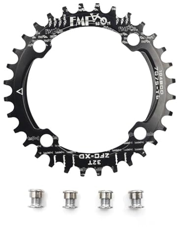 UPANBIKE Bike étroit Large Plateau de pédalier 104 BCD Forme Ronde Unique Chaîne Bague 32T 34T 36T 38T(34T,Noir)