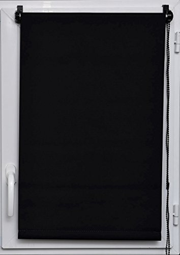 MadeInNature Verdunkelungsrollo mit Hitzeschutz, lichtundurchlässig, Höhe 180 cm, Verschiedene Breiten, 3 Farben zur Auswahl, Einbau ohne Bohren, (Schwarz/Noir, Die Breite des Gewebes 30 cm)