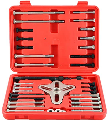 DASBET 46PCS Harmonic Balancer Puller Set, Steering Wheel Puller Kit Steering Wheel Flywheel Crankshaft Pulley Puller Crankshaft Pulleys and Gears for Most Cars, Pickups, SUVs