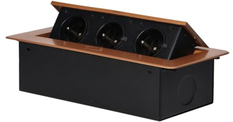 Orno AE-1336/B Bloc Multiprise Electrique Encastrable Escamotable 3 Prises 2500W Or