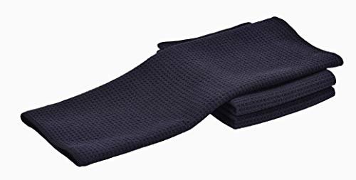 Aniease Geschirrtücher, Mikrofaser, Küchentuch, super saugfähig, schnell trocknend, Waffelgewebe, Set mit 3 Reinigungstüchern (schwarz, 40 x 60 cm)