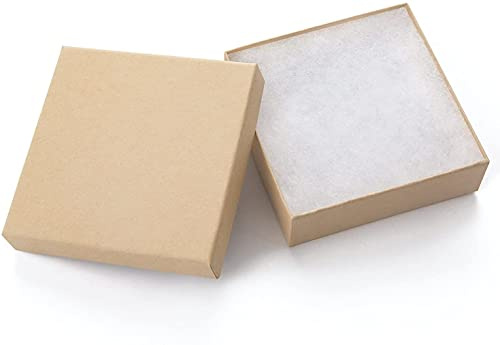 GEFTOL Schmuck-Geschenkboxen, 40 Stück, 8,9 x 8,9 x 2,5 cm, Papp-Schachteln, kleine Geschenkboxen für Schmuck, Ohrringe, Halsketten, handgefertigte Armreifen (braun)