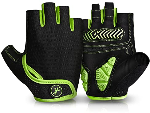 MOREOK Fahrradhandschuhe für Herren Damen Sommer Radsporthandschuhe Halbfinger 5MM SBR Gel rutschfeste/stoßdämpfende Handschuhe für Mountainbike, Rennrad & Downhill-Y-L