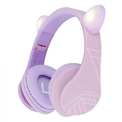PowerLocus Casque Bluetooth pour Enfant, avec limitation du Volume de 85 DB, Pliable, avec Sac de Transport, Casque Supra-auriculaire sans Fil et câble avec Microphone Mode Micro SD pour téléphone