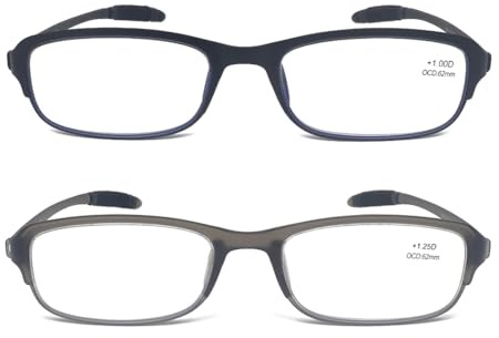 Mcoorn Lesebrille Leicht Flexibel für Herren mit Etui, Eckig Lesebrille Blaulichtfilter für Handy/Computer