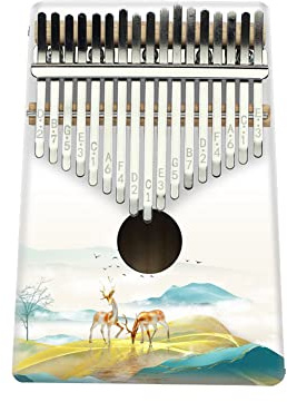 Hearda Kalimba 17 Schlüssel Daumen Klavier, Kalimba Instrument für Anfänger Kinder mit Stimmhammer,Stoffbeutel,Studienführer,Daumenklavier Fingerklavier Kalimba Musik (Elch)