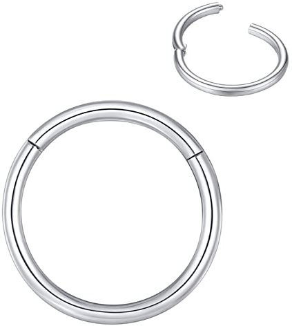 BLESSMYLOVE Silber 1.0mm 6mm Nasenring Hoop 316L Chirurgenstahl Knorpelohrring Septum Clicker Ring Edelstahl Klappbarer Segmentring Lippenring Conch Daith Helix Rook Tragus Snug Body Piercing Schmuck