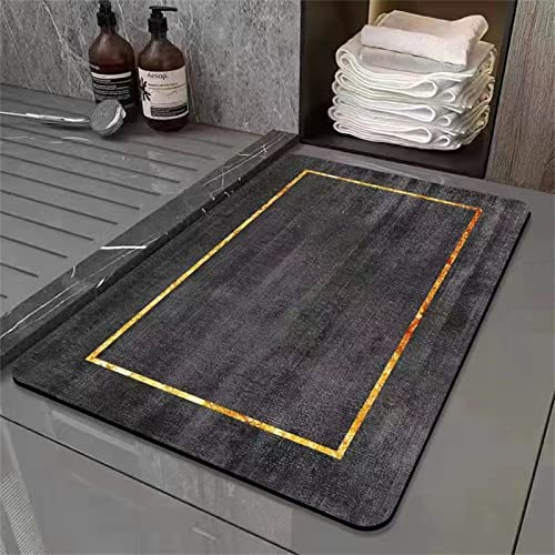 Badezimmerteppich, Badematte Rutschfest, 70x120cm Bad Teppich LäUfer, Duschmatte, Badteppich Badvorleger Rutschfest Waschbar, Antirutschmatte Dusche, Teppich Badezimmer, Bathroom Bath Mat, Schwarz