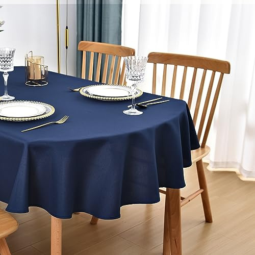 Nacuci Oval Tablecloth 60x120 Inch Polyester Fabric Table Cloth Solid Navy Heavy Duty Table Cover Washable for Dinning Kitchen Home Party