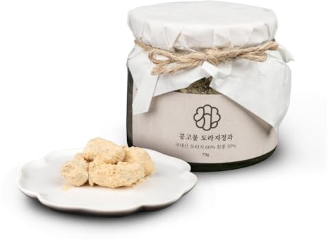 SEOGA Soft Dried Honeyed Bellflower root with soybean powder Jeonggwa(70g x 1 bottle), 56% Korean Ballon Flower Root, 20% Korean Soybean powder Immune Boosting & Digestive and Detox Support Natural Throat Soother