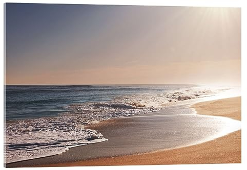 Posterlounge Sonnenbeschienener Strand Acrylglasbild 60 x 40 cm Wandbilder Wanddeko