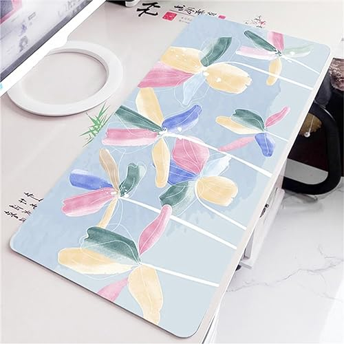 Mauspads Gelbe Rosa Blumen Gaming Mauspad XXL 1200x600x5mm Mousepad Großes Tischunterlage Computer Zubehör rutschfest Schreibtischunterlage Waschbar Widerstandsfähig für Büro Laptop Tisch