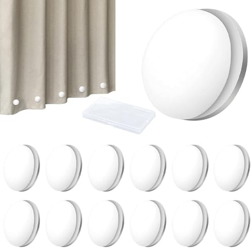 WZHHDM gardin vikter, 12 par duschdraperi vikter | Rund magnetisk gardin vikter gardin tyngre duschdraperi tyngd för gardiner bordsdukar duschdraperi vit