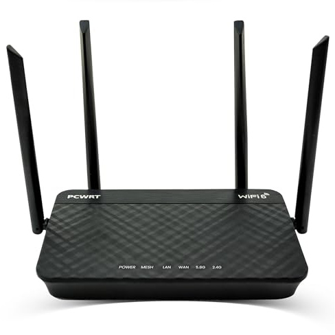 pcWRT PW-AX1800 WiFi 6 Router Long Range with VLAN Support, OpenVPN-Compatible for Services Like ExpressVPN, Dual-Band Router, VPN Client/Server, Parental Controls, Ad Blocking, Gigabit Ethernet