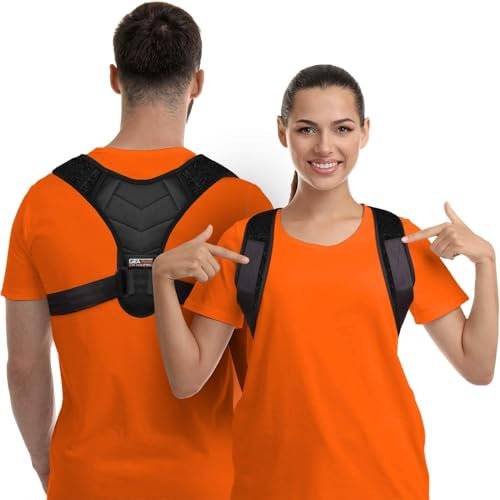 Gearari Posture Corrector for Men and Women, Upper Back Brace for Clavicle Support, Adjustable Back Straightener Belt and Providing Pain Relief from Neck, Back & Shoulder