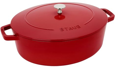 STAUB Schmortopf aus Gusseisen, 6,25 qt, flach, oval, Kirschrot