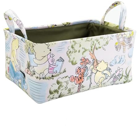 MeracMelli Winnie Storage Nursery Basket, Table Organizer,Books, Clothes ,Toys, Pooh Nursery Decor, Baby Stuff Diaper Bag for Gift Baby Shower Decorations Items(5.9x9.5x12.6 inches)