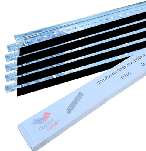 5pcs Black Suspended Ceiling Grid Main Tee Runner Section 2400mm x 24mm Bar Component Spares Support