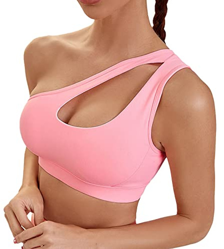 Dinglong Sujetador sin Tirantes Alta sujeción Ropa Interior de Sujetador de Yoga a de sacudidas para Ejercicio de Talla Grande con un Hombro Sexy para Mujer Sujetador sin Tirantes Alta
