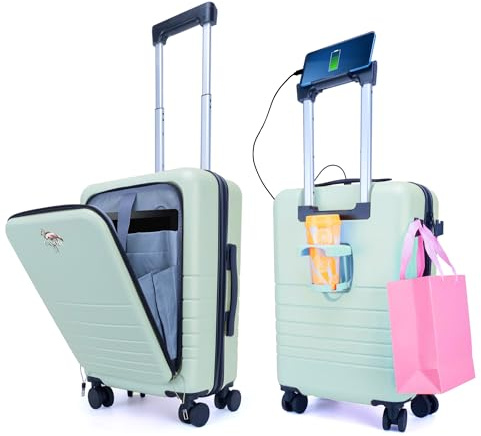 M4268782 CAMIR Maleta de Viaje Cabina con USB, Trolley Inteligente con Bolsillo Frontal Portátil, Equipaje de Mano 4 Ruedas, Candado TSA, 55x35x23,5 ABS+PC, Azul