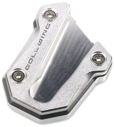 FJHEBIOUB Motorrad Seitenständer Für H&ONDA GL1800 Goldwing 1800 GL 1800 2018-2023 Motorrad CNC Kickstand Fuß Seitenständer Verlängerungspolster Stützplatte(Silver)