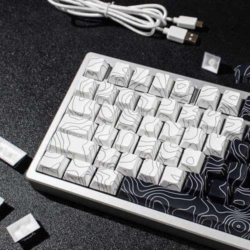 131 Keys Custom PBT Dye Sub Keycaps Cherry Profile Black White Keycaps Set Fit for 60% 65% 75% 95% Mechanical Keyboard Cherry Mx Gateron Switches Mechanical Keyboard