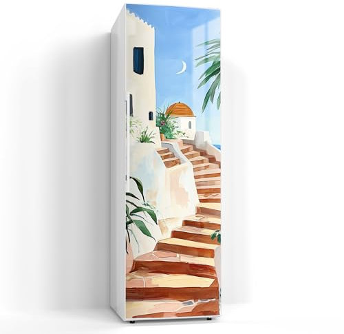 DEQORI Magnetfolie für Kühlschrank 60x190 cm | Motiv Mediterrane Idylle | dekorative Magnetmatte Gefrierschrank Schutz | Magnet Deko-Folie selbstklebend, magnetisch & beschreibbar
