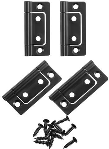 sourcing map 4Pcs 2x1 Inch Door Hinges Non-Mortise No Noise Bifold Door Hinges Plating for Cabinet Furniture Window Wardrobe with Screws, Dark