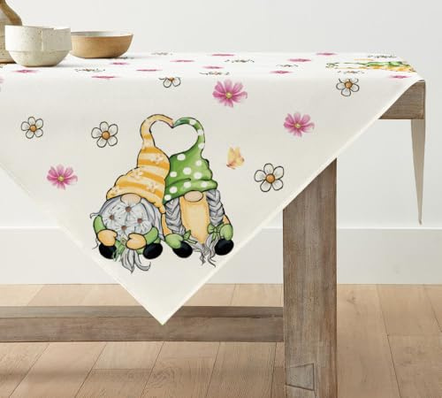 Artoid Mode GNOME Blumen Frühling Tischwäsche, Saisonnal Sommer Küche Tisch Dekoration Drinnen Urlaub Party Dekor 100x100 cm