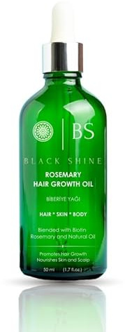 Black Shine,Huile de romarin pour la croissance des cheveux Biotine complexe de soins capillaires,50ml