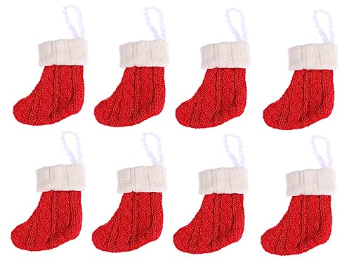 BEBEMOKO 8pcs Christmas Cutlery Holder Cartoon Sock Design Forks and Knives Protector for Festive Table Decor Adorable Knitted Christmas Tableware Bags