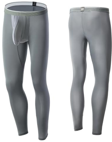Huakunda Pantalon de compression pour homme, long, legging, pantalon de course, respirant, sous-vêtement fonctionnel, collant double poche, sous-vêtement éléphant, gris, L