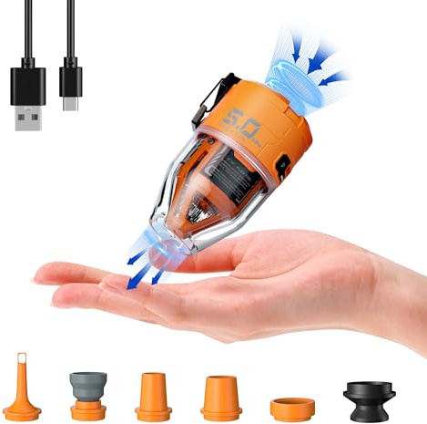 FLEXTAILGEAR MAX Pump 3 Tragbare Luftpumpe, Beleuchtung,5,0 kPa, USB-Aufladung zum Aufblasen und Entleeren von Schwimmhilfen, Luftmatratzen und Schwimmringen, Vakuum-Aufbewahrungsbeutel (Orange)
